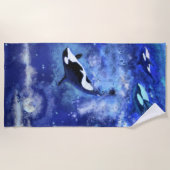 Serviette De Plage Baleines tueuses en Pleine lune - Dessin (Devant)