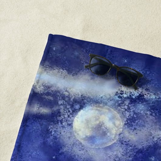 Serviette De Plage Baleines tueuses en Pleine lune - Dessin (En situation)