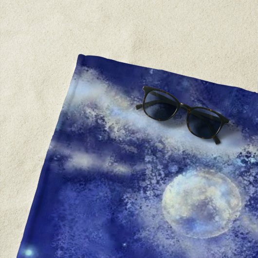 Serviette De Plage Baleines tueuses en Pleine lune - Dessin artistiqu (En situation)