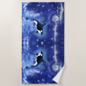 Serviette De Plage Baleines tueuses en Pleine lune - Miroir - Dessin  (Devant)