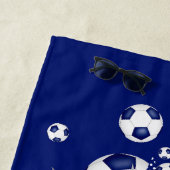 Serviette De Plage balle de football bleu souffle son nom maillot num (En situation)