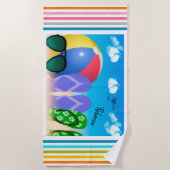 Serviette De Plage Balle de plage et tongs (Devant)