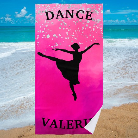 Serviette De Plage Ballerina Dance Pink Ombre Sparkle