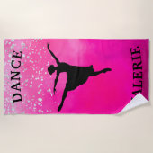 Serviette De Plage Ballerina Dance Pink Ombre Sparkle (Devant)