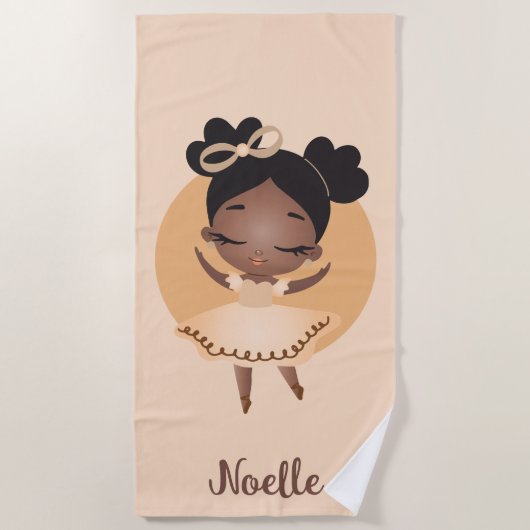 Serviette De Plage Ballerina de l'Afro-Américaine avec Bow (Devant)