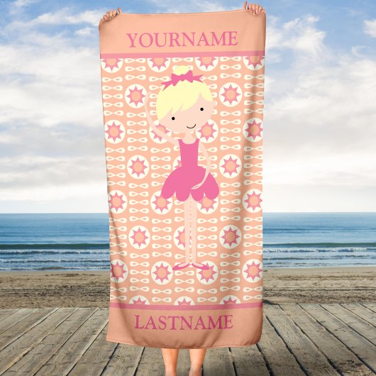 Serviette De Plage Ballerina rose personnalisée