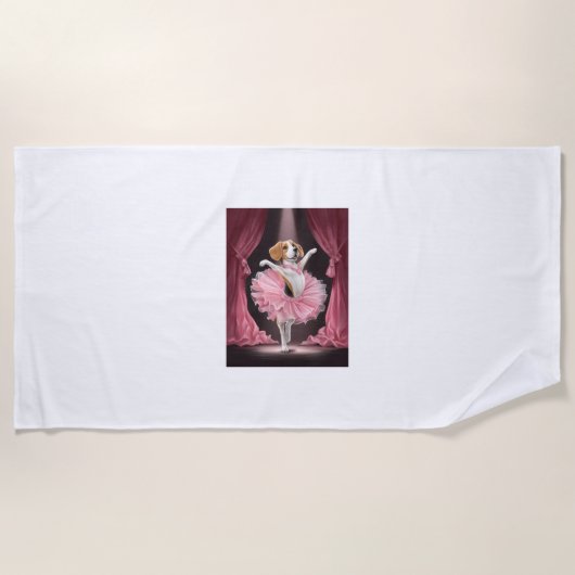 Serviette De Plage Ballerine Beagle � Danse de chien drôle (Devant)