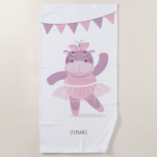 Serviette de plage Ballerine Hippopotame
