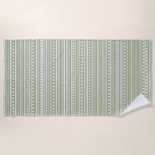 Serviette De Plage Bamanko en tache de boudcloth Motif Sage Green