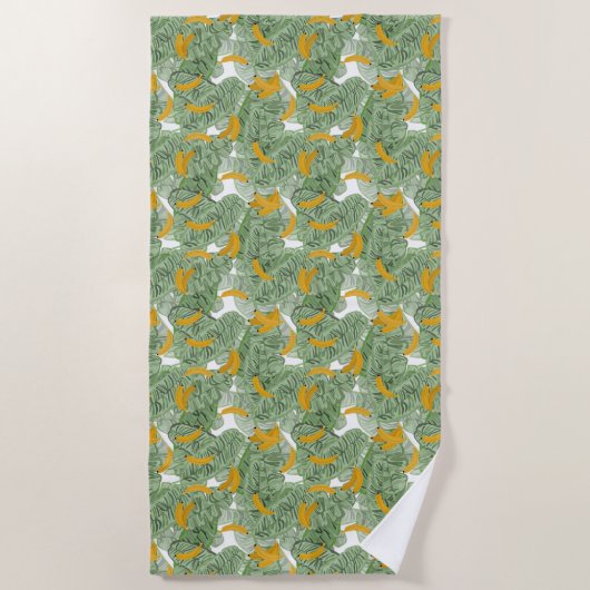 Serviette De Plage Banane tropicale moderne verte (Devant)