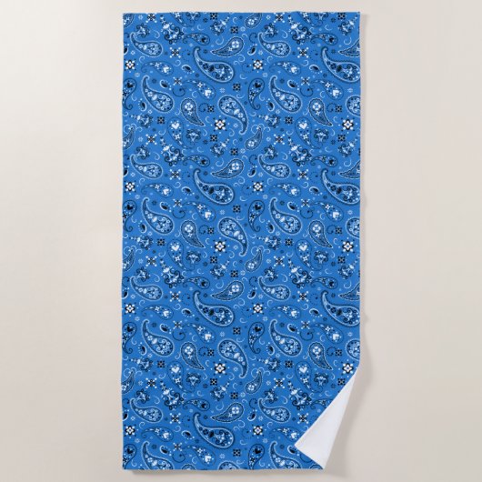Serviette De Plage Bandana bleu classique Paisley (Devant)