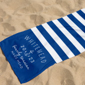 Serviette De Plage Bande Ancre marine Monogramme bleu royal