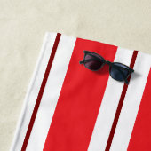 Serviette De Plage Bande blanche rouge (En situation)
