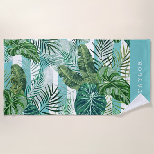 Serviette De Plage Bande botanique tropicale personnalisée (Devant)
