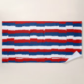 Serviette De Plage Bande Cool rouge, blanc et bleu (Devant)