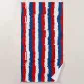 Serviette De Plage Bande Cool rouge, blanc et bleu (Devant)