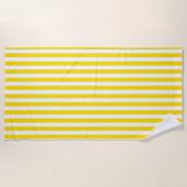 Serviette De Plage Bande de cabane jaune et blanc (Devant)