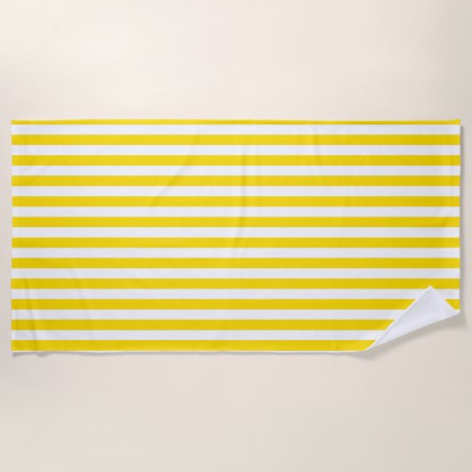 Serviette De Plage Bande de cabane jaune et blanc (Devant)