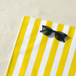 Serviette De Plage Bande de cabane jaune et blanc