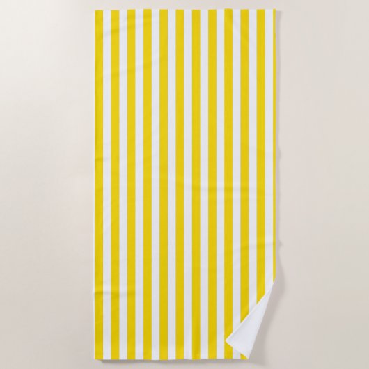 Serviette De Plage Bande de cabane jaune et blanc (Devant)