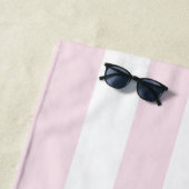 Serviette De Plage Bande de cabane rose et blanc (En situation)
