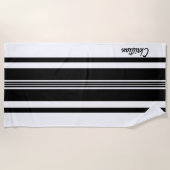 Serviette De Plage Bande de course moderne noire personnalisée (Devant)
