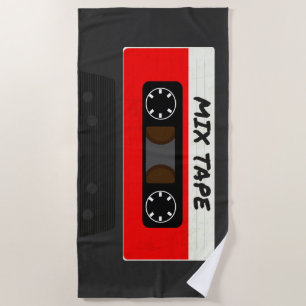 Serviette De Plage Bande De Mix Rouges - Années 80 Et 90 Cadeaux Insp