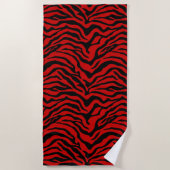 Serviette De Plage Bande de zèbre noir et rouge exotique (Devant)