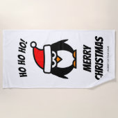 Serviette De Plage Bande dessinée drôle de pingouin de père Noël de (Devant)