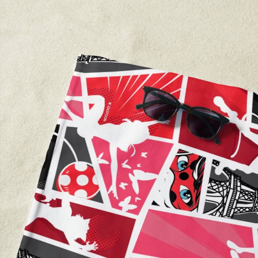 Serviette De Plage Bande dessinée Miraculaire Ladybug Paris Motif (En situation)