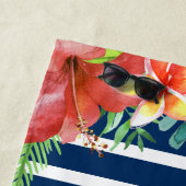 Serviette De Plage Bande Nautique Tropical Floral Personnalisé (En situation)