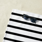 Serviette De Plage Bande Noire Et Blanche (En situation)