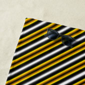 Serviette De Plage Bandes arc-en-ciel blanc jaune (En situation)