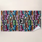 Serviette De Plage Bandes cascade monographique rétro personnalisées (Devant)