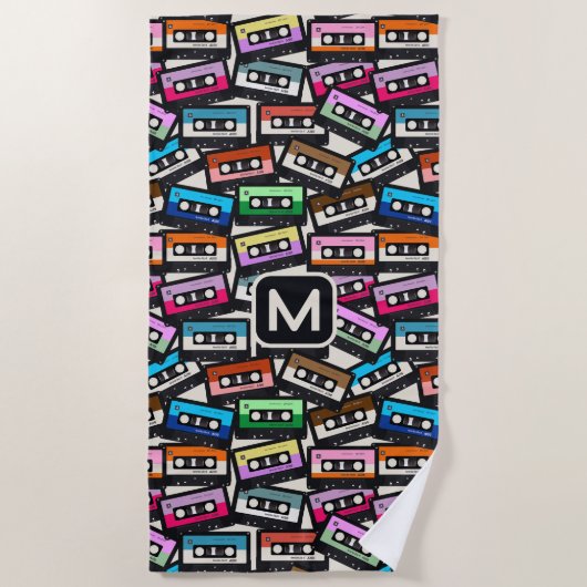 Serviette De Plage Bandes cascade monographique rétro personnalisées (Devant)
