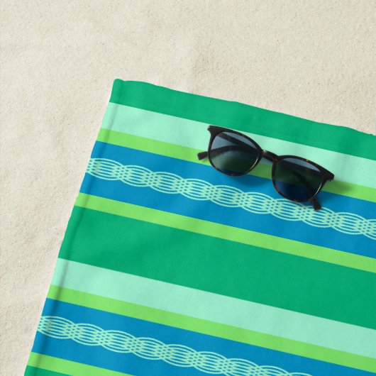 Serviette De Plage Bandes D'Awning Du Milieu Du Siècle, Jade Green (En situation)