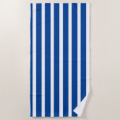 Serviette De Plage Bandes de cabane bleu&blanc profond (Devant)