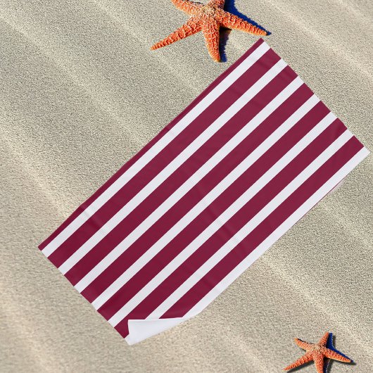 Serviette De Plage Bandes de cabane marron&blanc