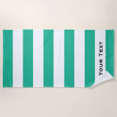Serviette De Plage Bandes de transats vert et blanc Personnalisées (Devant)