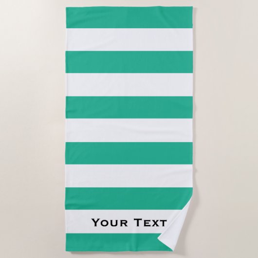 Serviette De Plage Bandes de transats vert et blanc Personnalisées (Devant)