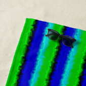 Serviette De Plage Bandes de verre brisé bleu vert (En situation)