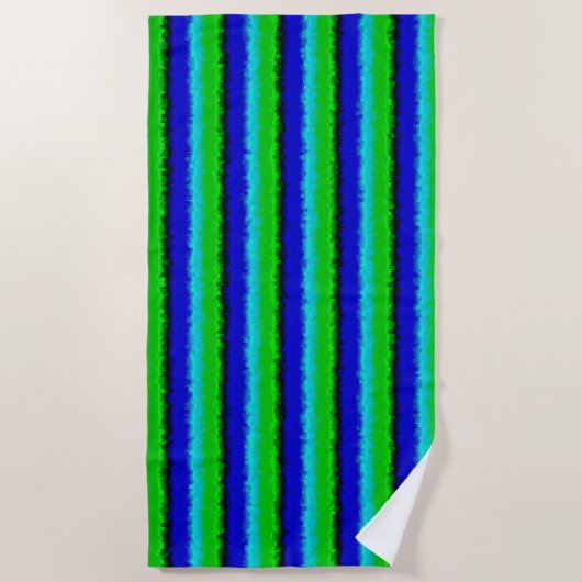 Serviette De Plage Bandes de verre brisé bleu vert (Devant)