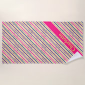 Serviette De Plage Bandes diagonales en or rose (Devant)