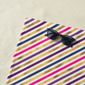 Serviette De Plage Bandes diagonales en or rose (En situation)