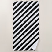 Serviette De Plage Bandes diagonales noires et blanches (Devant)