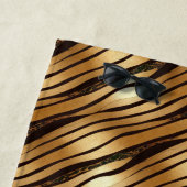 Serviette De Plage Bandes Empreintes de léopard Brown d'or (En situation)