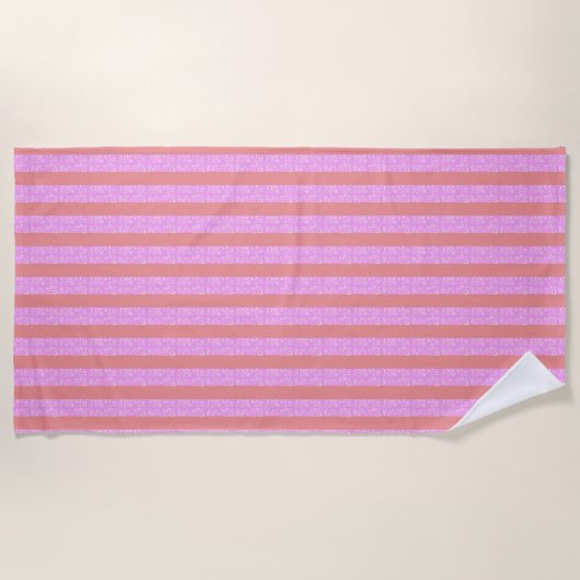 Serviette De Plage Bandes géométriques roses chic Géostripes (Devant)