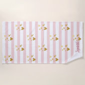Serviette De Plage Bandes Gold Hearts (Devant)