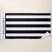 Serviette De Plage Bandes modernes en noir et blanc (Devant)