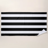 Serviette De Plage Bandes modernes en noir et blanc (Devant)